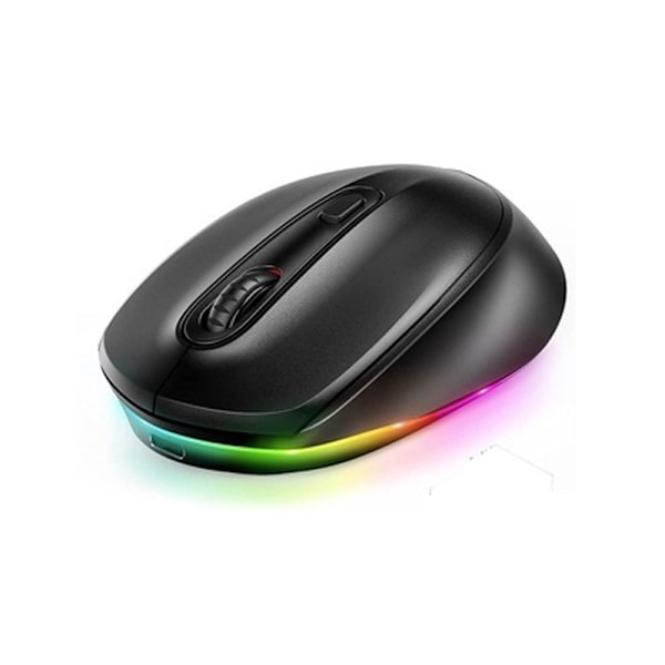 Trådløs Mus til MacBook, Genopladelig med Regnbue LED, Udetekterbar Musbevægelses Enhed til MacBook Pro/Air og Windows Bærbar - Sort
