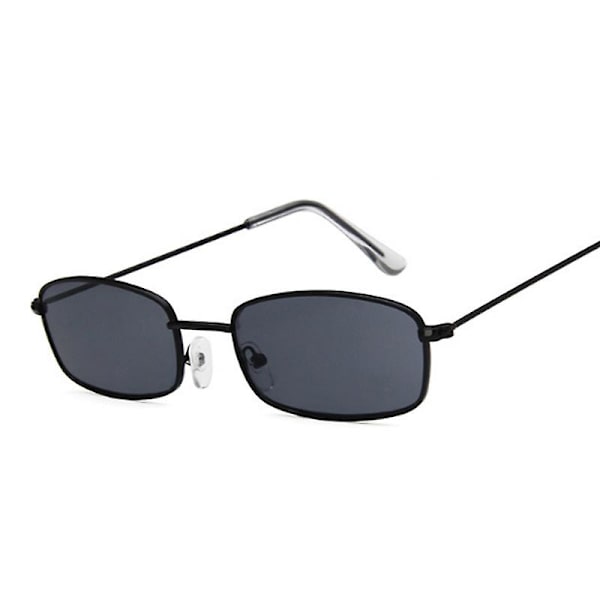 Metall Fyrkantiga Solglasögon Vuxen Retro Varumärke Resa Små Rektangulära Solglasögon Vuxen Svart Gul Röd Spegel Vintage Oculos De Sol（Svart Grå）