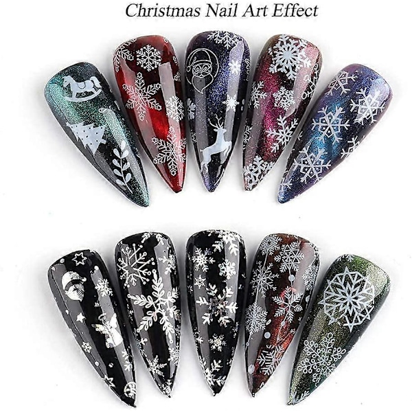 Snöflinga Nagelfilmsöverföring Dekaler Jul Nagelkonst Tillbehör Nagelfilmsöverföringar Dekaler Laser Vit Snöflingor Julgran Rensa Stjärna Naglar Folier Des