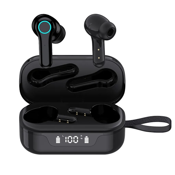 Brusreducerande hörlurar, Bluetooth-hörlurar, äkta trådlösa öronsnäckor, LED-strömvisning, Bluetooth 5.1, Hi-Fi-stereo, (svart)