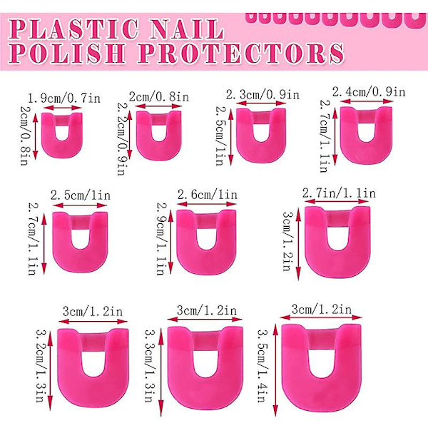 26 stk. Plastik Neglelak Beskytter til Fingre U-Formet Neglelak Stencil Genanvendelig Blød Negle Dækker Værktøjer