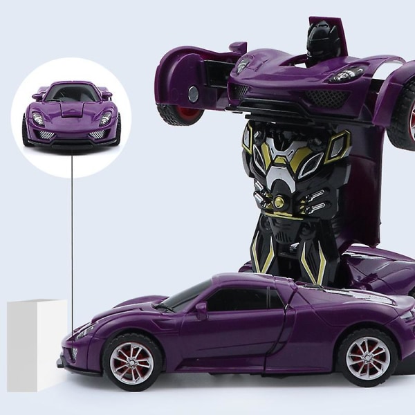 To-i-en transformerende robotbil Porsche Model Mini Automatisk transformerende robotlegetøj
