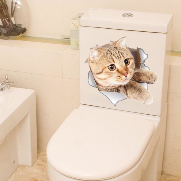 1 stk kat vægklistermærke Badeværelsesdekoration tegneserie killing vægmaleri DIY Decal 3D plakat