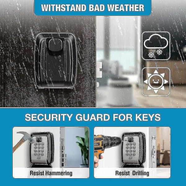 Veggmontert vanntett nøkkelsafe Utendørs nøkkelboks nøkkelsafe Veggmontert safe - Bruk nøklene dine trygt