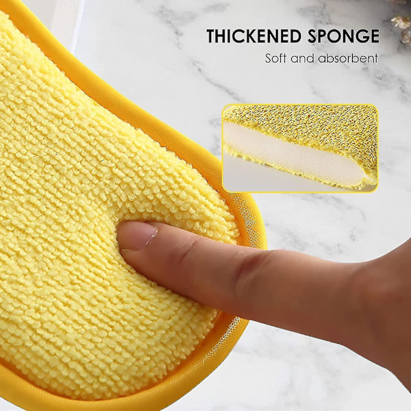 5-pack Dual Action Mikrofiber Rengöringssvamp Refill Svamp Rengöringsskrubb