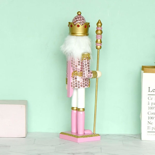 Christmas Wood Pink King Nøddeknækkeren Soldat Ornament 30cm Størrelse Kids Gift