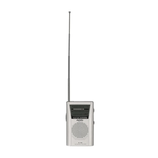 INDIN BC-R60 fickradio batteridriven FM/AM, liten radio med inbyggd stereohögtalare, bärbara radioapparater för vandring, jogging och camping
