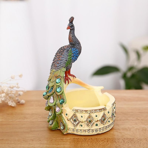 Resin Peacock Modellering Askebæger Kreativt håndværk Ornament Hjemmekontorindretning（117002 Grøn）