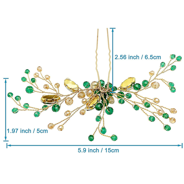 Kristall Brud Hårclips Smaragdgrön Blond Hårrattan Tillbehör Tiara Elegant För Bröllop Fest Banketter (Smaragdgrön)