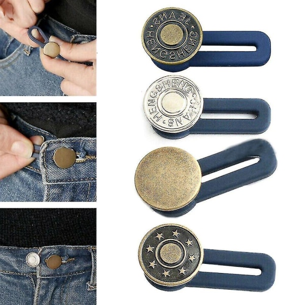 Jeans Bukser Bukser uttrekkbar knappspenne Justerbar midjebåndforlenger（1PC，Solid Copper）
