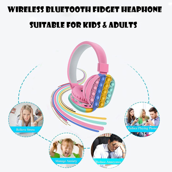 Bluetooth-headset med popbubblor, silikon tryck och pop fidget leksak headset färg stereo