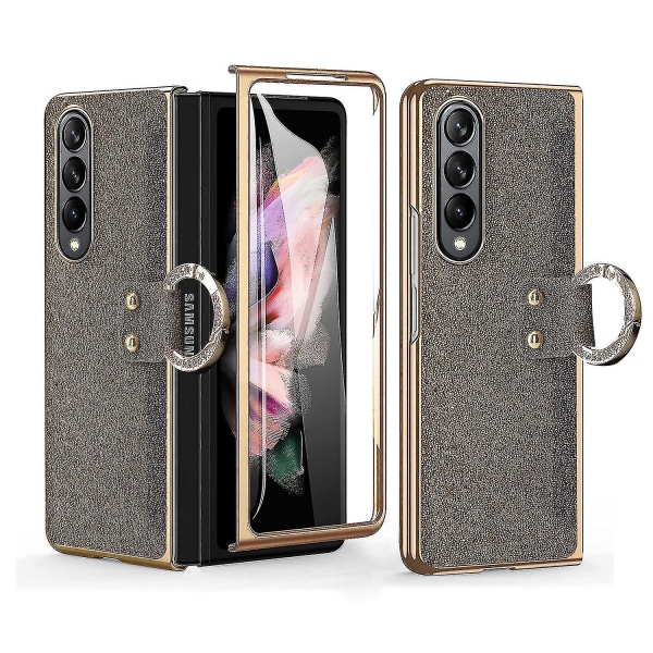 Veeki-kompatibel glitterveske for Samsung Galaxy Z Fold 4 5g-deksel med skjermbeskytter og ring, luksuriøst Bling Rhinestone Crystal Case-deksel