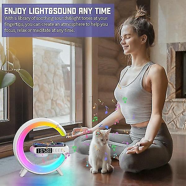 15w Trådløs Hurtiglading Dokkingstasjon Bluetooth-høyttaler Alarmklokke Skrivebordslampe Rgb Fargerikt Lys Lader For Smarttelefon