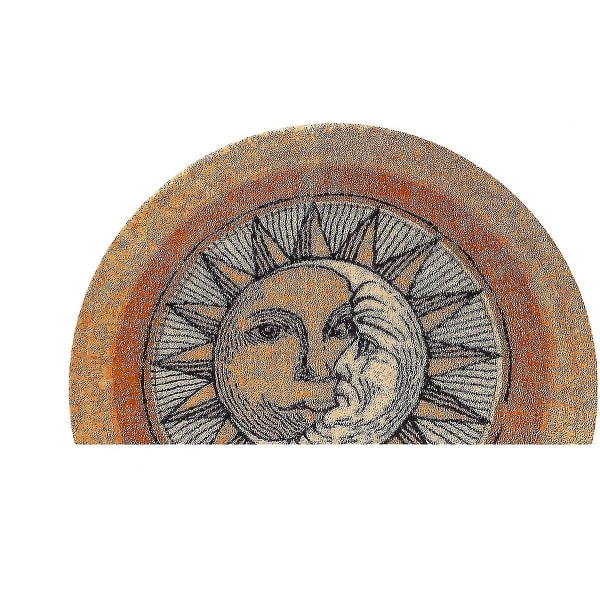 Boho puolipyöreä ovimatto, Bohemian Sun & Moon puoliympyrän muotoiset ovimatot, liukumaton matto Pehmeä ovimatto sisäoveen 50x70cm