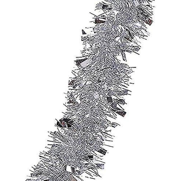 10 stycken silverkrans juldekorationer, 200cm tjock fluffig julgran glitter krans bröllopsfödelsedag dekoration