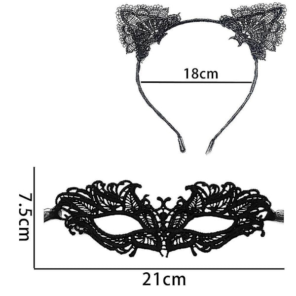 Fashion kattöron pannband spets ögonmask kostym par söt sexig ögonmask maskerad mask hår elastisk båge