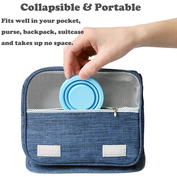 4-pack hopfällbar resesilikonkopp, bärbar campingmugg med lock, matkvalitetskoppset för utomhusdryck, blå