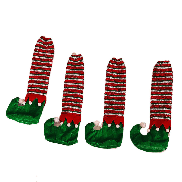 Bordfottrekk Stripete nisser hjemmedekorasjon Røde fe-føtter glatte og komfortable 41,5*17 cm julepynt（grønn）