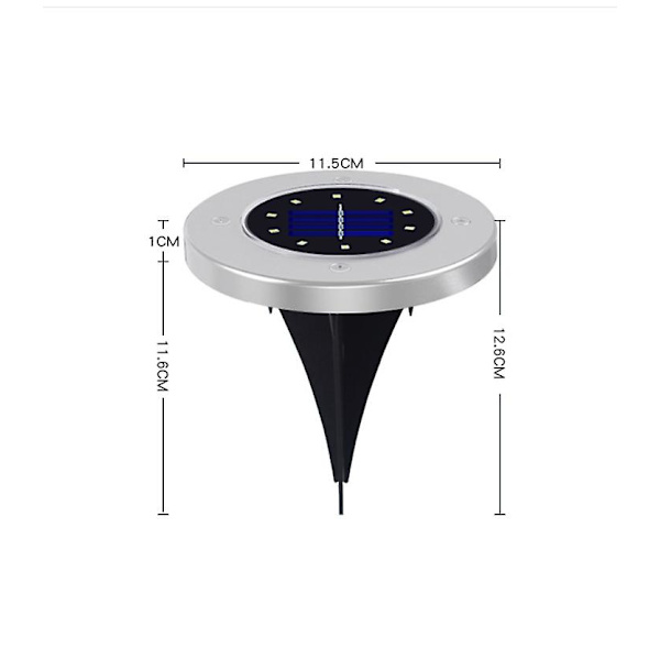 Nedgravde lys 10LED rustfritt stål solcelle underjordisk lys, utendørs plenlys, hage hagelys, 10LED positivt hvitt lys, underjordisk lys