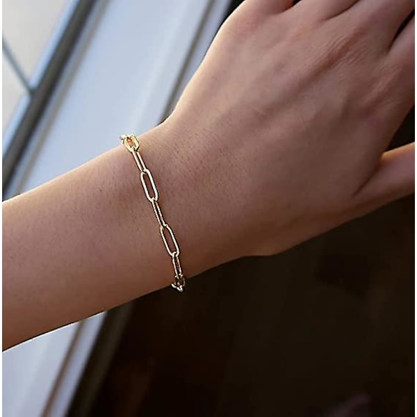 Ghyt Dejlige Guld Kæde Armbånd Til Kvinder Guldbelagt Enkle Søde Cubanske Led Lås Kæde Kant Led Kæde Papirclips Toggle Armbånd Til Kvinder Piger J