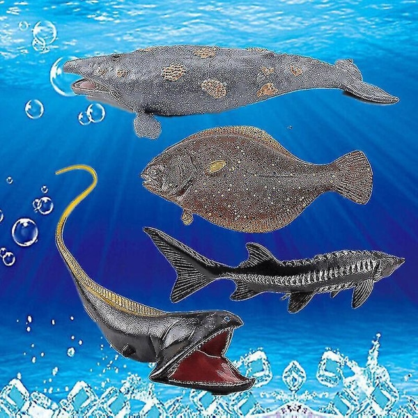 4 kpl merieläinten lelu-simulaatio merivalas-PVC-mallifiguurit lapsille koulutuslahja