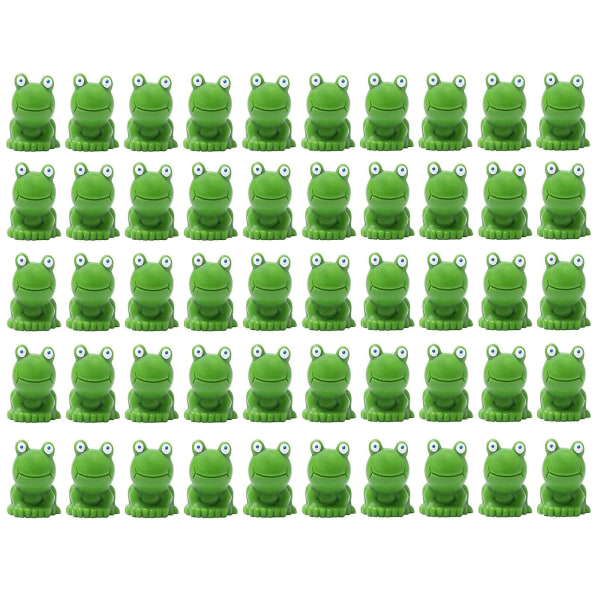 Resin Mini Frogs-figurer för heminredning i trädgården（Grön*50st）