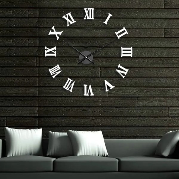3D klocka visare med urverk, väggdekorationer väggdekoration för vardagsrummet hemmakontor (svart)