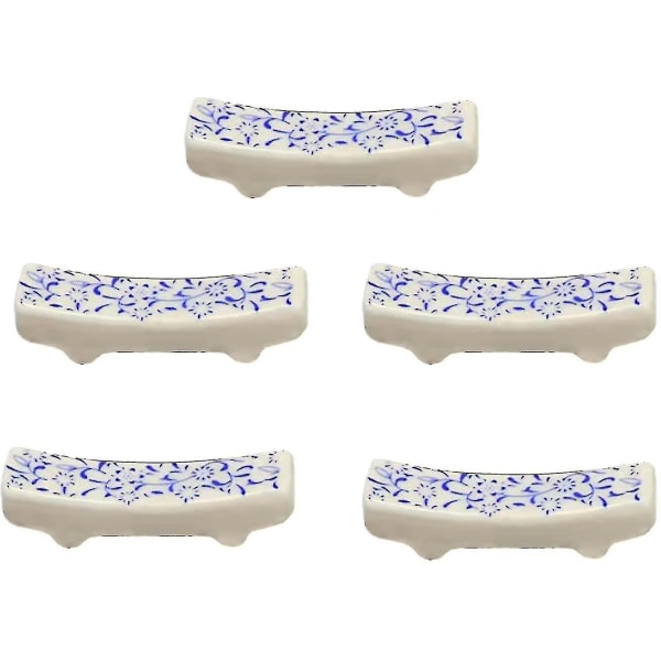 5 par porselens spisepinner holder for benkeplate, keramisk spisepinneholder Søt (blå solsikke) Blå solsikke -