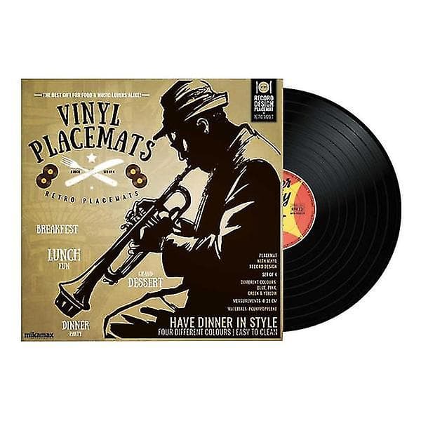 4x Pladsmåtter - Vinylplader multifarvet
