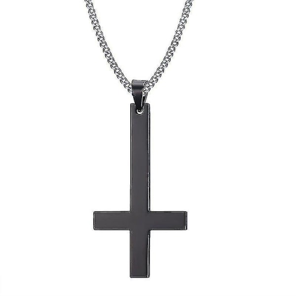 Rustfrit stål på hovedet Cross halskæde Inverted Cross Pendant med kæde