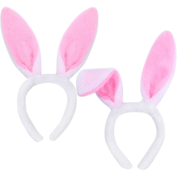 WABJTAM2 Pack Bunny Headband Ears Hairbands Plush Pink