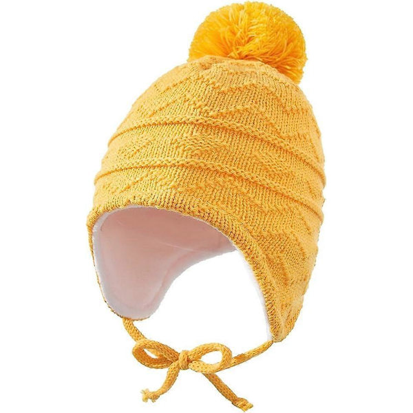 Nyfödda Beanie Hattar Varma Mössa Spädbarn Vinter Toddler Öronklaffar Stickad Hatt med Pompojke Sticka Flicka Omsorg