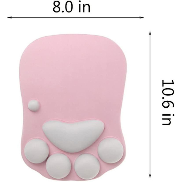 Musmatta med katt tass och handledsstöd, mjuk gel handledsstöd, söt design - dämpande och bekväm musmatta