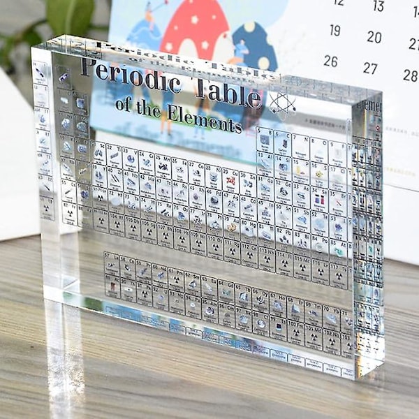 Periodiska systemet för element, akryl periodiska systemet display stativ, hantverk skrivbords prydnader (inbäddad mönster 170x120x24mm)