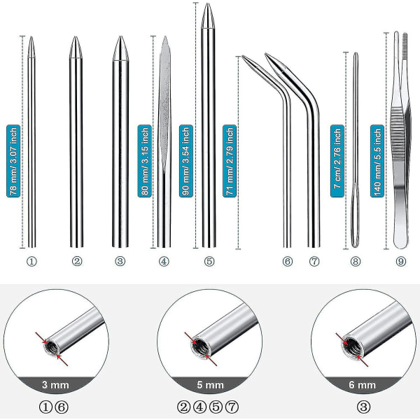 Knytterværktøj, Fid Paracord Fid-sæt i rustfrit stål Paracord Lacin-nåle og glatteværktøj til læder- eller paracord-arbejde