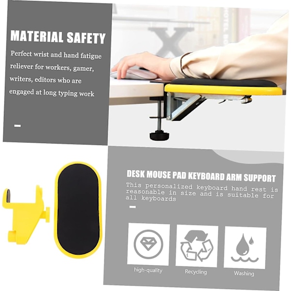 1 st Armstödsfäste Roterande Ställ Laptop Handledsstöd Handledsskydd Justerbar Klämma Roterande Tangentbord Handledsstöd Pad Tangentbordsplatta Gul