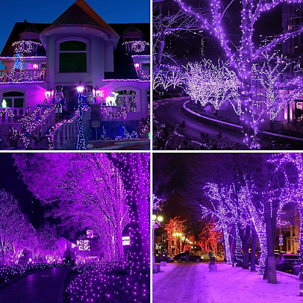 GHYT 300 LED väriä vaihtavat jouluvalot, liitettävät värikkäät valosarjat kaukosäätimellä, vedenpitävät violetit puuvalot pistokkeella sisä- ja ulkokäyttöön