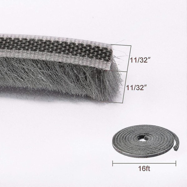 Selvklebende børste væravisolerende filtdørbørstelist for skyvedør Vindugarderobeforsegling_b（9*9mm 5m）