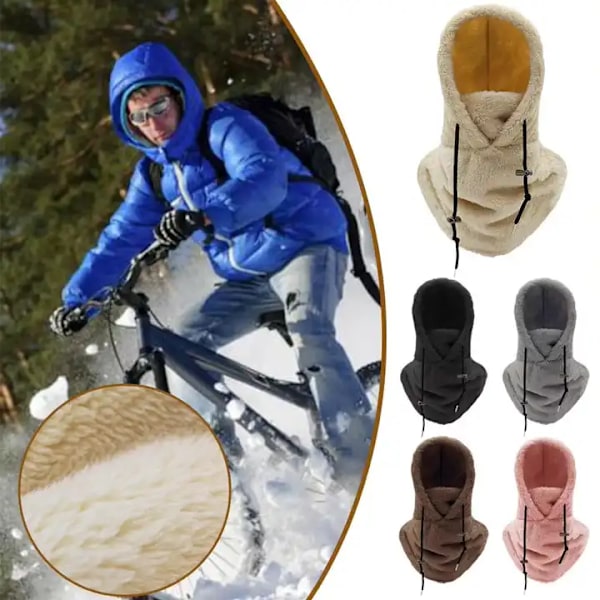 Sherpa Huva Skidmask Vinter Balaclava Kallt Väder Vindtät Justerbar Varm Huva Skydd Hatt Mössa Halsduk-grå