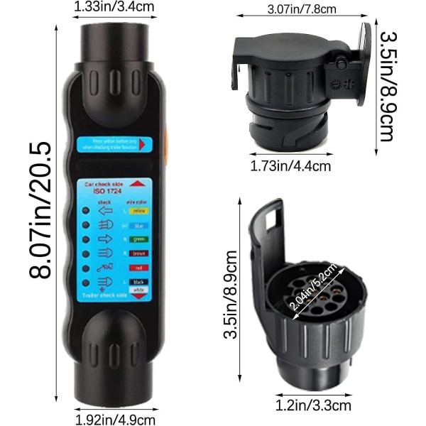 Tilhenger Tester 7 Pin 12v Tilhenger Plugg Socket Tilhenger Lys Krets Tester Bil Motstand Tilhenger Plugg Kontakt Opptaker Ledninger Diagnostisk Verktøy Svart