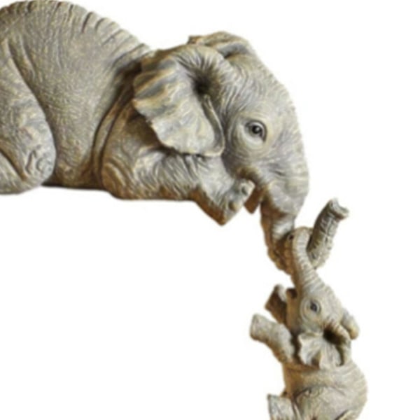 Elefantstaty Dekorativ Elefant Hylla Sitter Mor Hängande Två Bebisar Figur För Heminredning Inflyttningspresent