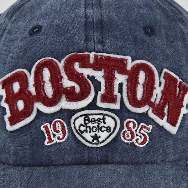 Boston Retro Tredimensionelt Broderi Baseball Cap 3d Appliqu Broderi Cap Vasket Og Lavet Gammel Solskygge