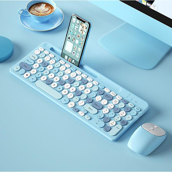 2.4g Mini Färgglad Flickuppladdningsbar Trådlös Bluetooth Tangentbord Mus Set Tyst Laptop Desktop Iso Android Universell Bärbar