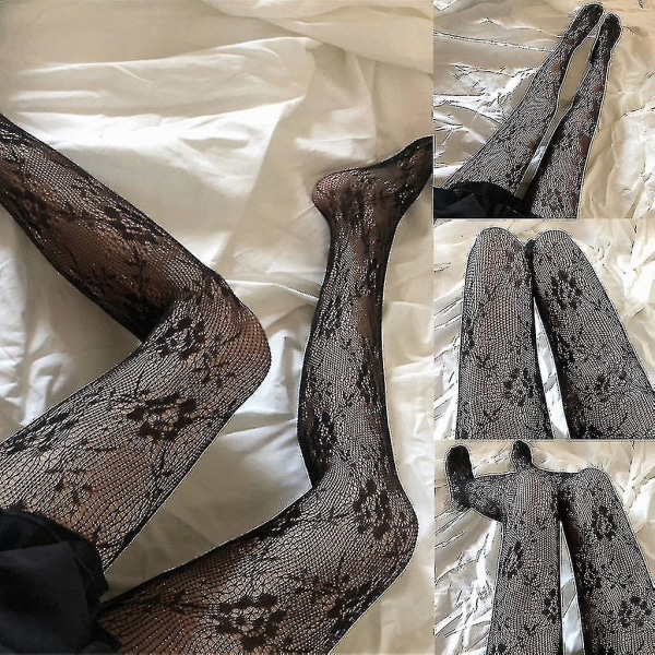 Naisten Lolita Hollow Out kukkaiset pitsiset sukkahousut Fishnet Kawaii sukkahousut sukat