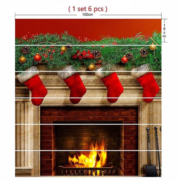 3D Julgran - 100 cm x 18 cm - 7-pack med Presentaskar Självhäftande Trappstegsdekaler Julfest Heminredning