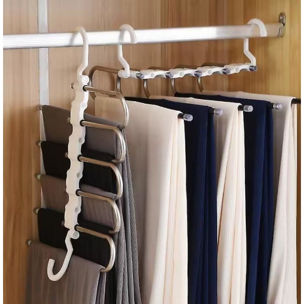 Magiska byxhängare för utrymmesbesparing - 2-pack för garderob, flera lager, multifunktionell användning, rackorganisatör för byxor, halsdukar, slak (2-pack)