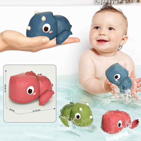 3-pack badleksaker för bebisar - Flytande uppdragbara dinosaurier, badleksaker för poolen, vattenlek, present, badleksaker för badkar, dusch, strand, spädbarn, småbarn, barn, pojkar, flickor
