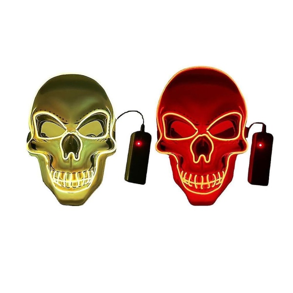 Luminous Skull Mask Scary Horror Mask Halloween-sisustus Cosplay Party -asusisustus (keltainen)