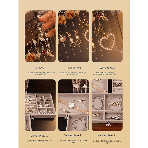 Lyxiga smyckeskrin Organizer Hängande örhängen Rack Transparent Akryl Display Case Halsband Stray Kids Förvaringslåda 3 lager