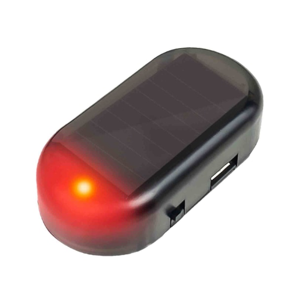 Bilsollarm för stöldskydd, USB laddning LED Blinkande ljus Falsk lampa（röd）